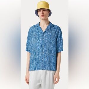 Aop Short-Sleeved Linen-Blend Relaxed-Fit Shirt